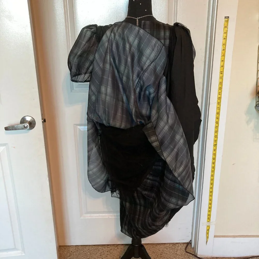 Disturbia Checkmate Puff Sleeve Layered Organza Midi Dress - Picture 5 of 8